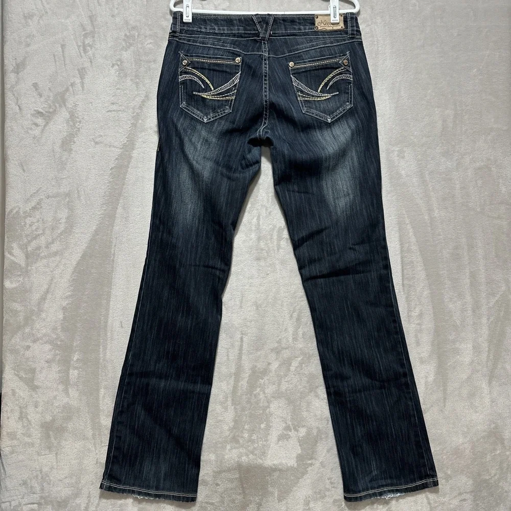 Nissi Premium Denim Jeans Women's 11 Blue Dark Wash‎ Straight Leg Low Rise Flare